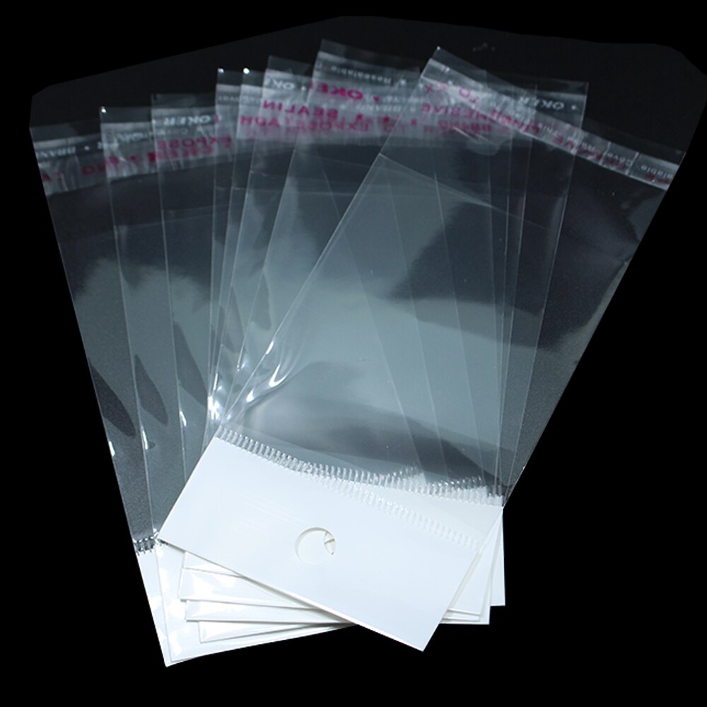 6*10cm Self Adhesive Clear Plastic OPP Polybag Pouch Packaging Bag for Party Jewelry Ornaments Ring Earrings With Hang Hole
