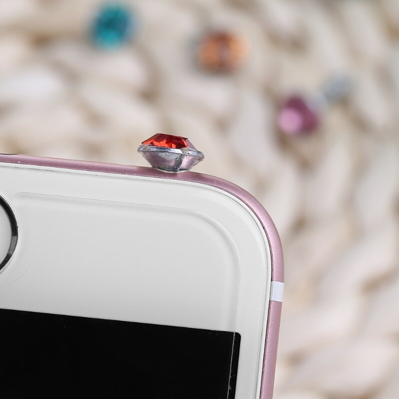 Round Glittering Rhinestone 3.5mm Anti Dust Plug Earphone Stopper For Smart Phone WXTB