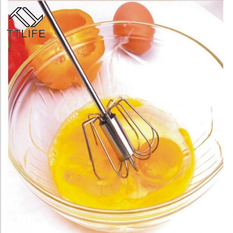 Ttlife roestvrijstalen eierkloppers semi-automatische roterende keukengadgets eierklopper roterende keukenaccessoires gereedschap