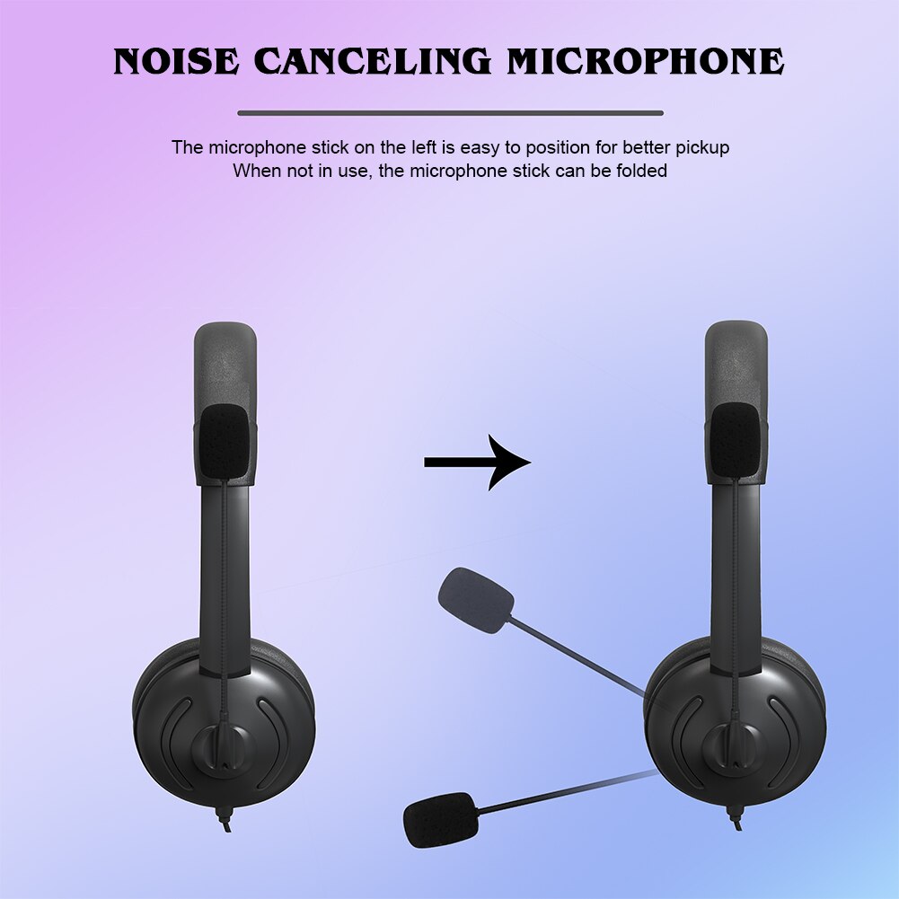 Usb Headset Met Microfoon En In-Line Controle On-Ear Hoofdtelefoon Voor Gaming, Skype, Kantoor, conferentie