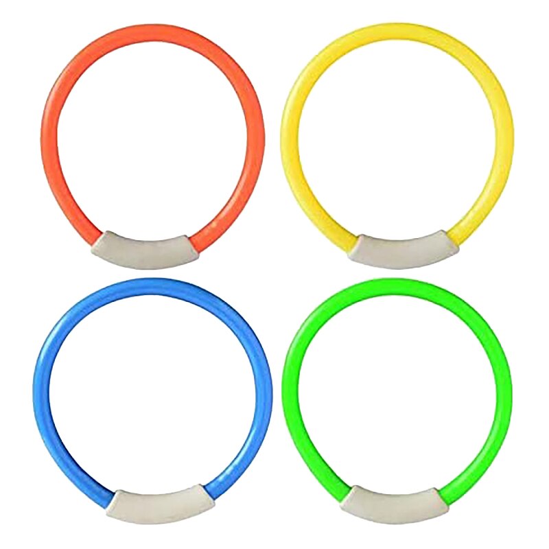 Diving Rings Swimming Pool Toy Rings 4 Pack Toys For Kids Plastic Diving Ring Colorful Sinking Pool Rings Dive Training: Default Title