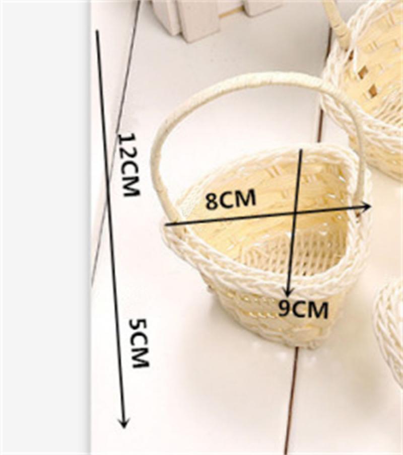 Cesto di fiori in vimini fatto a mano con manico portatile, cesto decorativo per picnic, matrimonio, regalo per bambini, portaoggetti in rattan di vimini pasquale: Di Colore Giallo chiaro