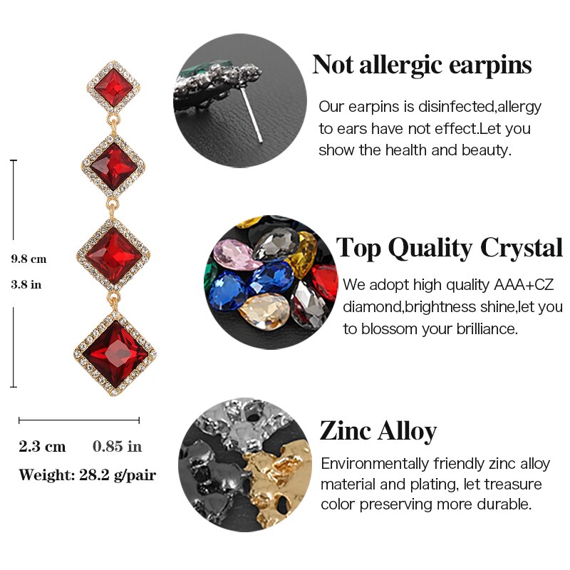 Veyofun klassieke lange kristallen oorbellen met strass bruidsoorbellen sieraden voor vrouwen