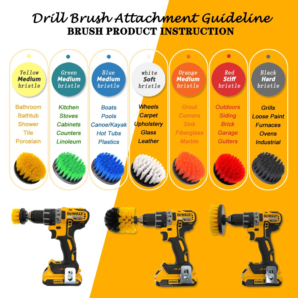 3 sztuk/zestaw zestaw szczotek robić wiertarki plastikowa szczotka robić czyszczenia robić szkła dywan opony samochodowe łazienka szczotki nylonowe mocne ścieranie wiertła