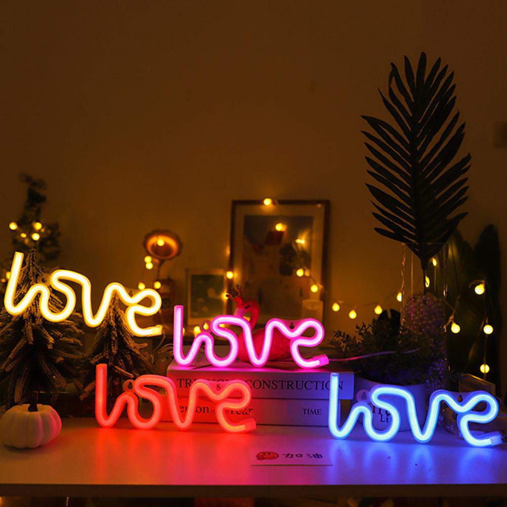 Romantic LOVE Letters LED Night Light USB Charging Home Decor Neon Lamp USB Charging battery box lamp Home led night lamp