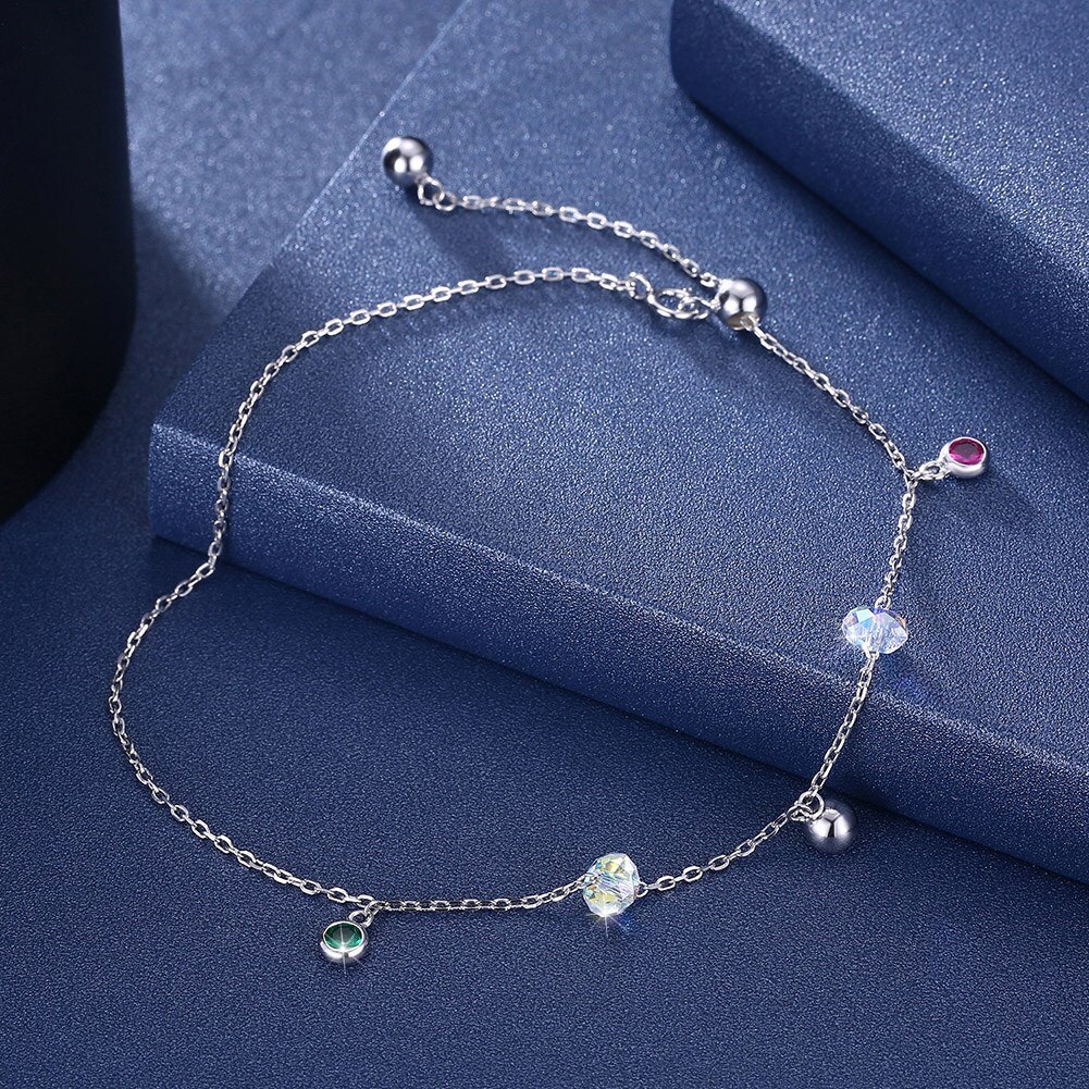 Puur Zilver 925 Enkelbandje Mode Sterling Zilveren Sieraden Vrouwen Enkelbanden S925 Zilveren Ronde Kralen Schakelkettingen Enkelbanden Meisjes Sieraden