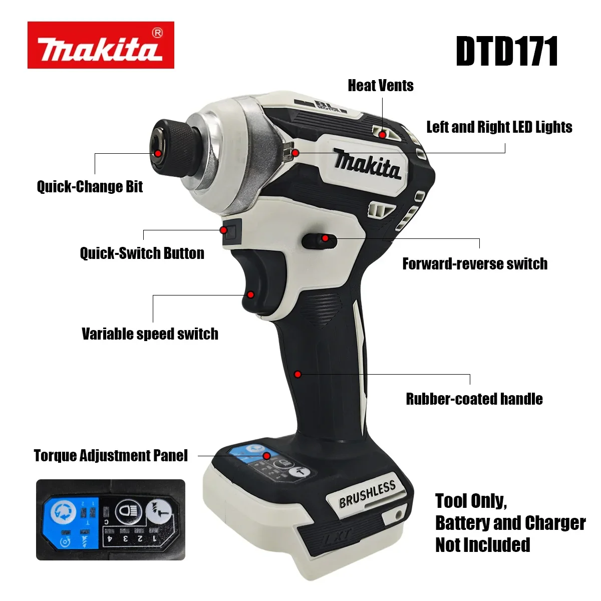 Makita DTD171 Brushless Cordless Impact Driver 18V with LED WorkLight Rechargeable Screwdriver Drills Bare Tool Unit Power Tools