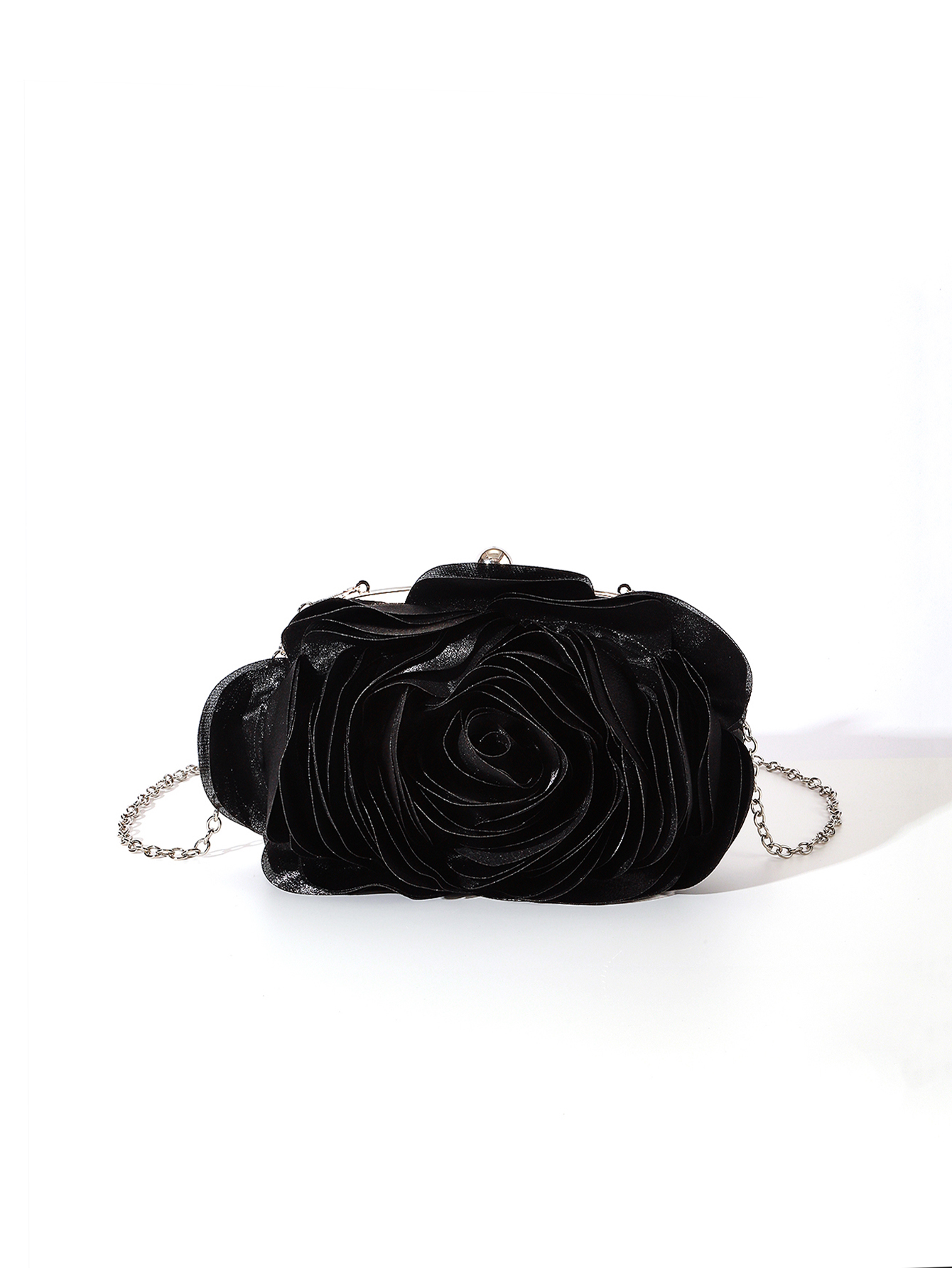 Vintage Evening Bag Rose Flower Bride Small Clutch Purse For Dress Party Handbag Wedding Wallet Women Floral Chain Lady Clutches: black