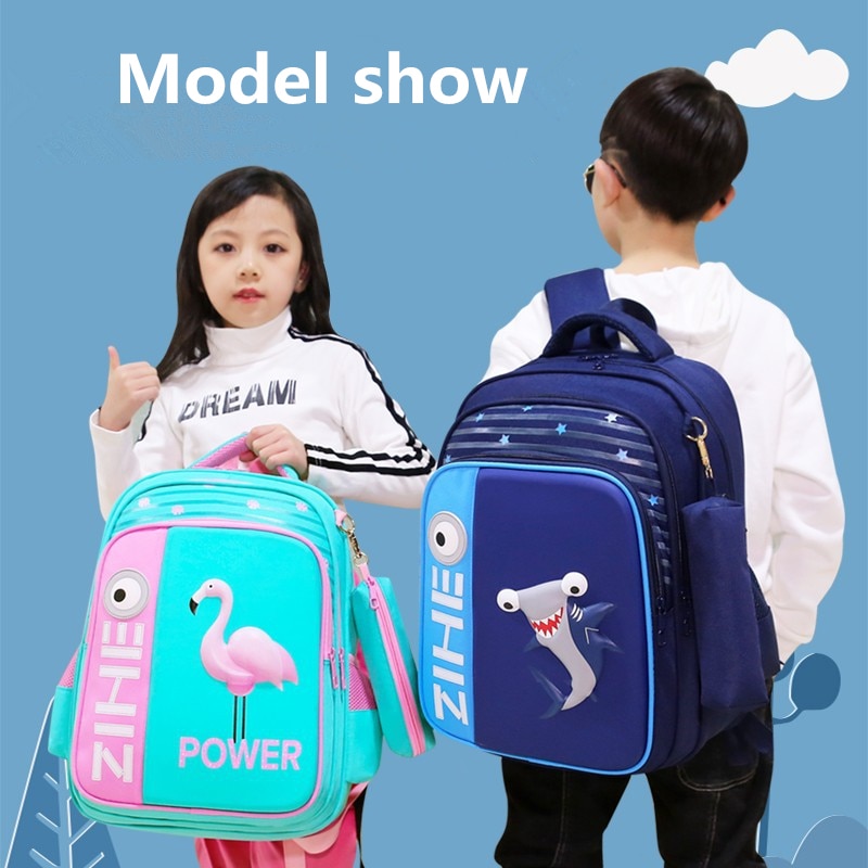 3D Flamingo Cartoon Schooltassen Voor Meisjes Jongens Haai Rugzak Kinderen Orthopedische School Rugzakken Mochila Escolar