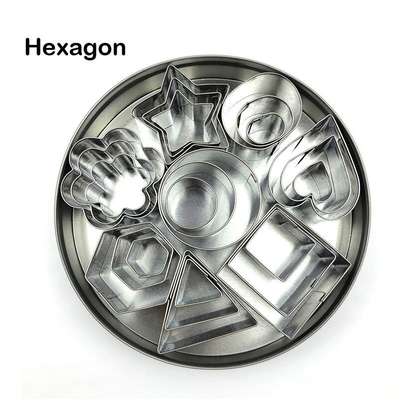 24 Pcs/set Baking Tools Cookie Chocolate Cake Baking Set DIY Kitchen Tool Cookie Cutters Mold Birthday Party Decoration: Hexagonal