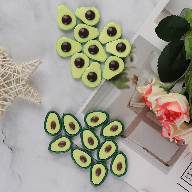 10 stücke Avocado Scheiben Schleim Liefert Spielzeug Hinaus Für Flauschigen Klar Schleim Harz Obst Scheiben Reize Zubehör