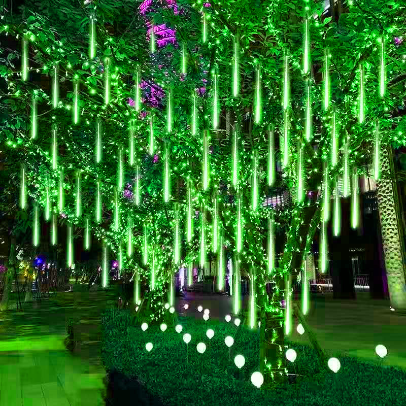 Solar Meteorenregen Lichten Vallende Regen Fairy Lichtslinger voor Kerstfeest Tuin Decoratie Navidad Waterdicht: YELLOW / 6-10W