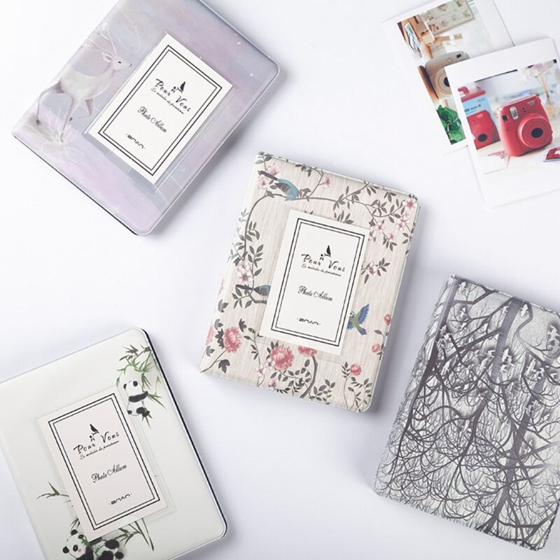 Album Photo Portable en PVC, 64 pochettes, mignon arbre Panda, étui interstitiel pour carte de nom, Mini Scrapbooking, rangement, au détail