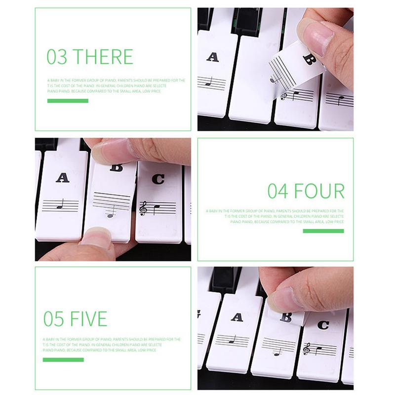 Transparent 54 61 88 Keys Electronic Keyboard Key Sticker Piano Stave Note Sticker for White Keys
