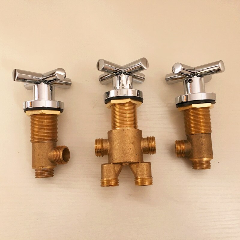 MTTUZK Solid Brass Chrome Finish Bathtub Cold Water Control Valve Bath Shower Mixer Bathtub Faucet 5 Hole Tap Switch Valve