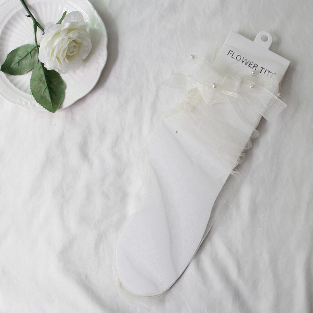 Chaussettes en Tulle Ultra-fines pour femmes, été , chaussettes longues transparentes en mousseline de soie, chaussettes amusantes, Streetwear: beige