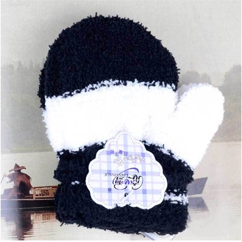 Children's Warm Coral Velvet Gloves Winter Keep Warm Knitted Full Rope Finger Outdoor Gloves