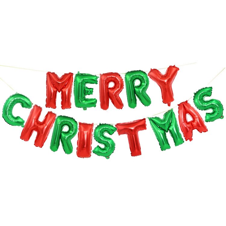 Merry Christmas balloon red green letters decoration balloon bar mall Merry Christmas aluminum film balloon package