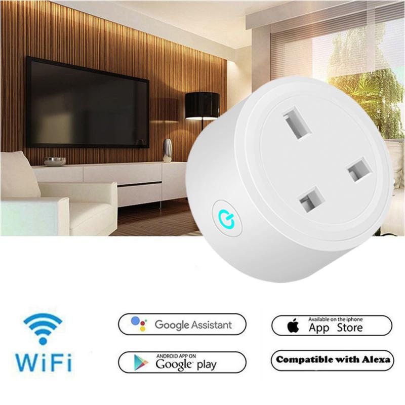 Portable Voice Control Smart Socket 16A UK Plug Wireless Timing Outlet Socket Power Switch With Alexa Google Home Smart Life APP