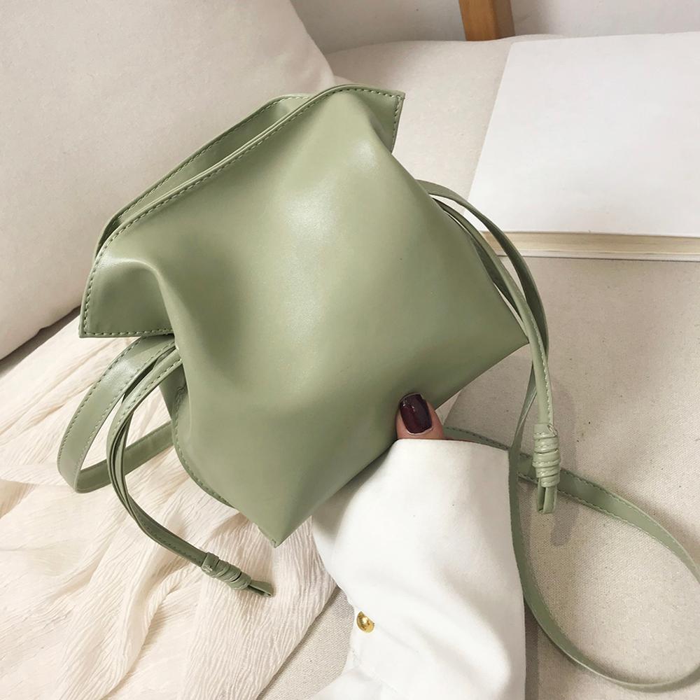 Couleur unie épaule nuage sacs à main femmes en cuir PU cordon sacs à bandoulière couleur unie femme Simple sac Bolsas Feminina