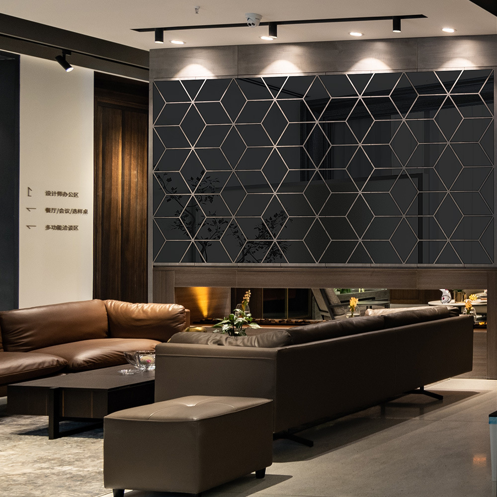 Espejo Adhesivo de pared con diamantes 3D, rombos acrílicos, autoadhesivo, hojas de espejo extraíbles, calcomanías de pared, Fondo de mosaico, decoración del hogar