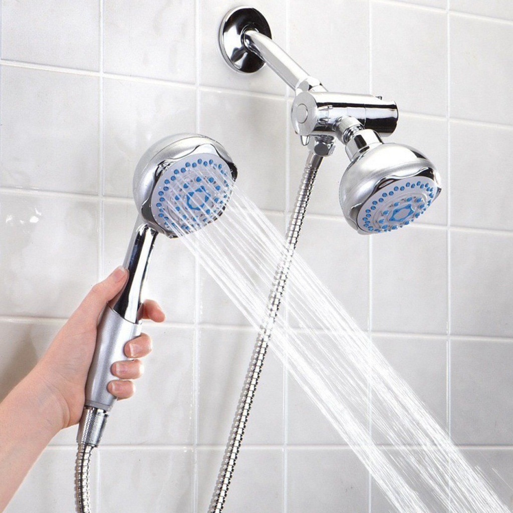 ISHOWTIENDA Dual Head 3 Way Shower Head Handheld Combo Setting Rainfall Water Spray Hand Dua Multi-function double shower