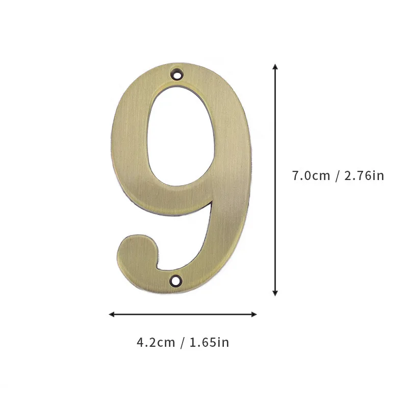 7cm Bronze House Number Sticker backside Metal Doorplate Home Door Plaque Numbers Sign For Mailbox Street: Orange