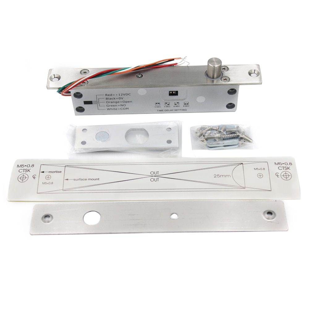 Electronic Door Lock Electric Mortise Bolt Lock NC/NO Fail Safe Secure Mortise lock 5/6 cables Time Delay