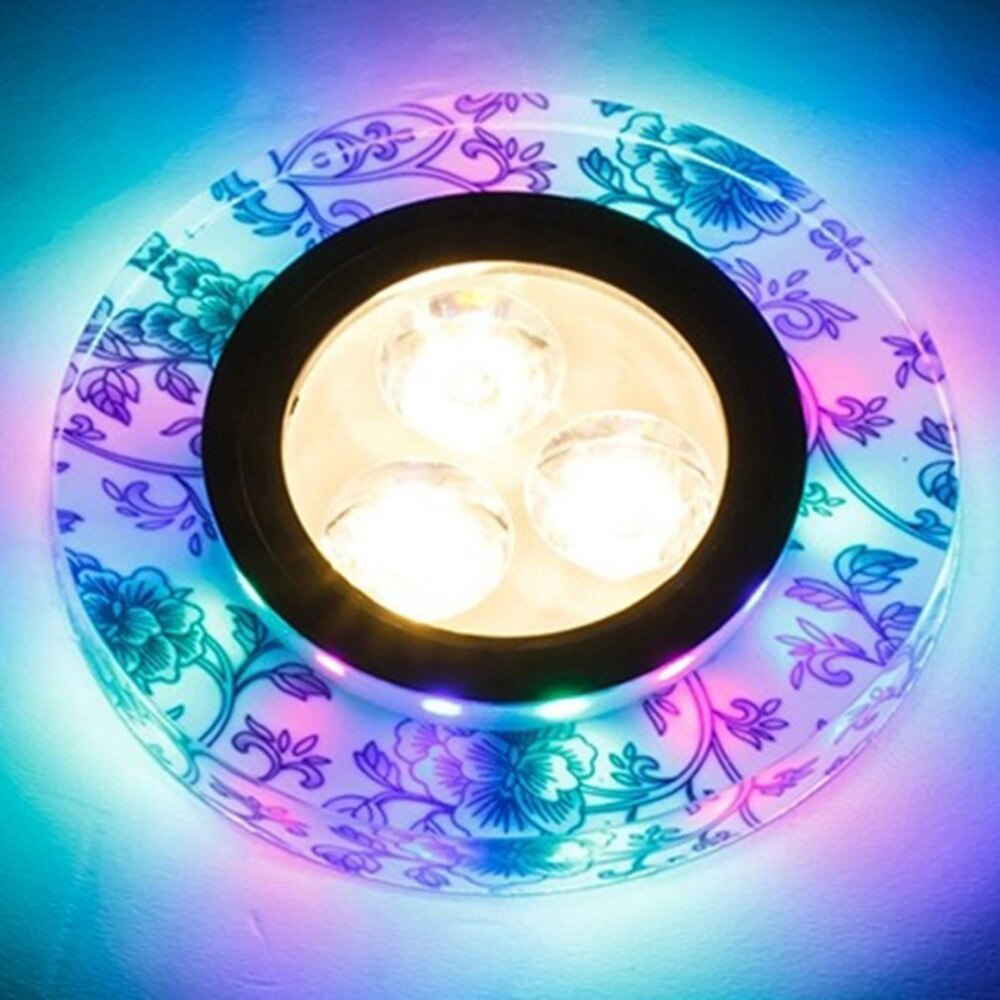 3w ledet taklampe blå blomstertrykk krystallskall hjemmebelysning lampe kontor dekorasjon lys moderne soverom stue lampe