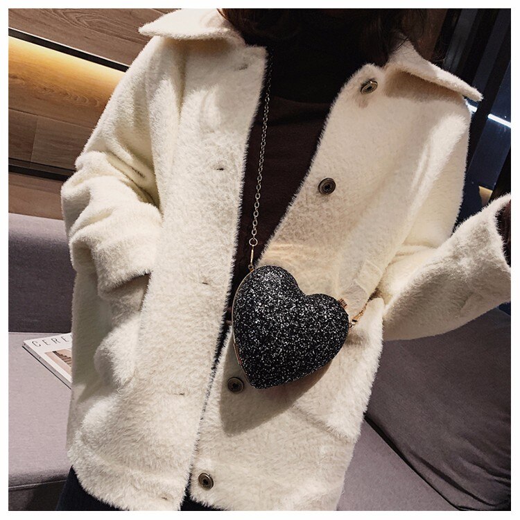 Heart Bags for Women Purses Trend Luxury Coin Purse Women's Small Handbag Chain Leather Cute Shoulder Bag Ladies