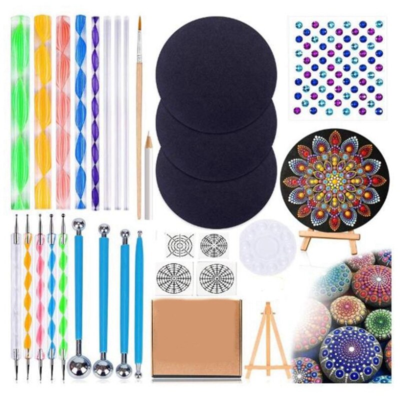 Mandala Dotting Tools Set with 3 Cardboards - Supplies Tools Kits for Painting Rocks