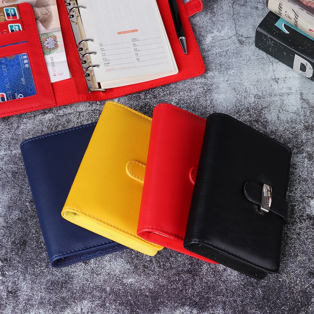 Carpeta de Anillas A6 A7 de PU con Clip, cuaderno de hojas sueltas de cuero, cubierta, Agenda, planificador, organizador, escuela, oficina, papelería