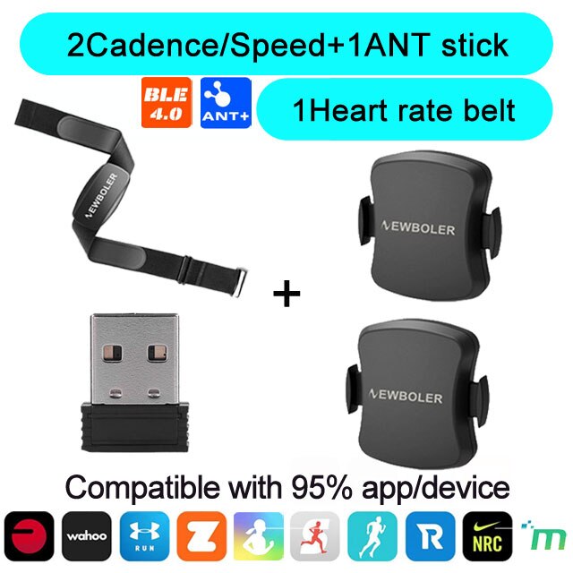 NEWBOLER Heart Rate Monitor Chest Strap Bluetooth 4.0 ANT Fitness Dual Mode Sensor Compatible Belt Wahoo Polar Garmin Bryton
