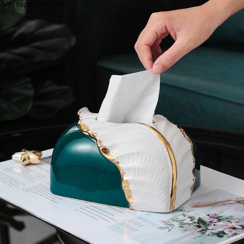 Ceramic Tissue Box Decoration Leaf Tissue Storage Box Home Desktop Decoration Paper Towel Tube Paper Towel Holder Tissue Boxes