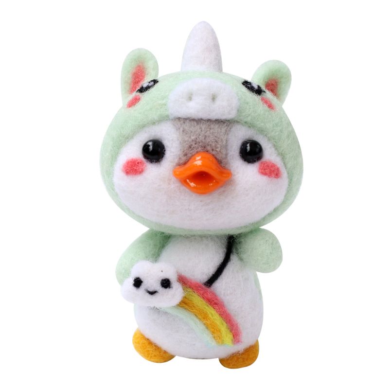 Elk Penguin Wool Felt Craft DIY Unfinished Poked Set Handcraft Material Bag Pack: 12