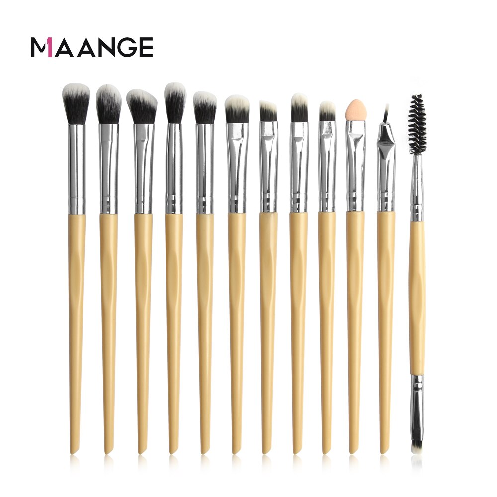 Maange Pro Make-Up Kwasten 12 Stuks Eyeshadow Brush Blending Wenkbrauw Make Up Borstels Synthetische Haren Schoonheid Cosmetica Borstel Set: YY
