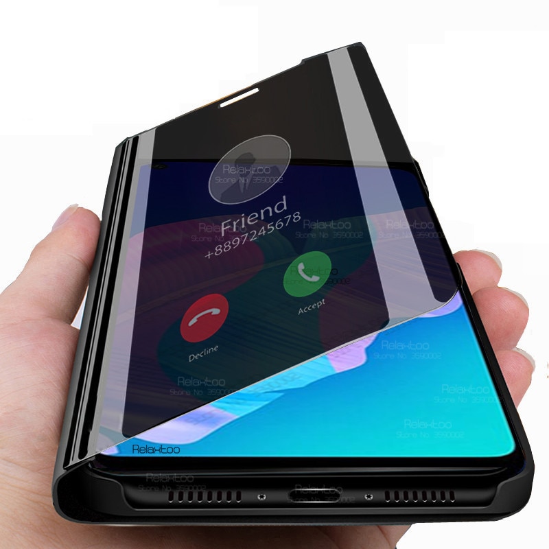 Dla huawei p40 lite E przypadku inteligentne lustro klapki przypadki dla huawei p 40 światła E p40lite p40liteE telefon pokrywa stojak book coque fundas