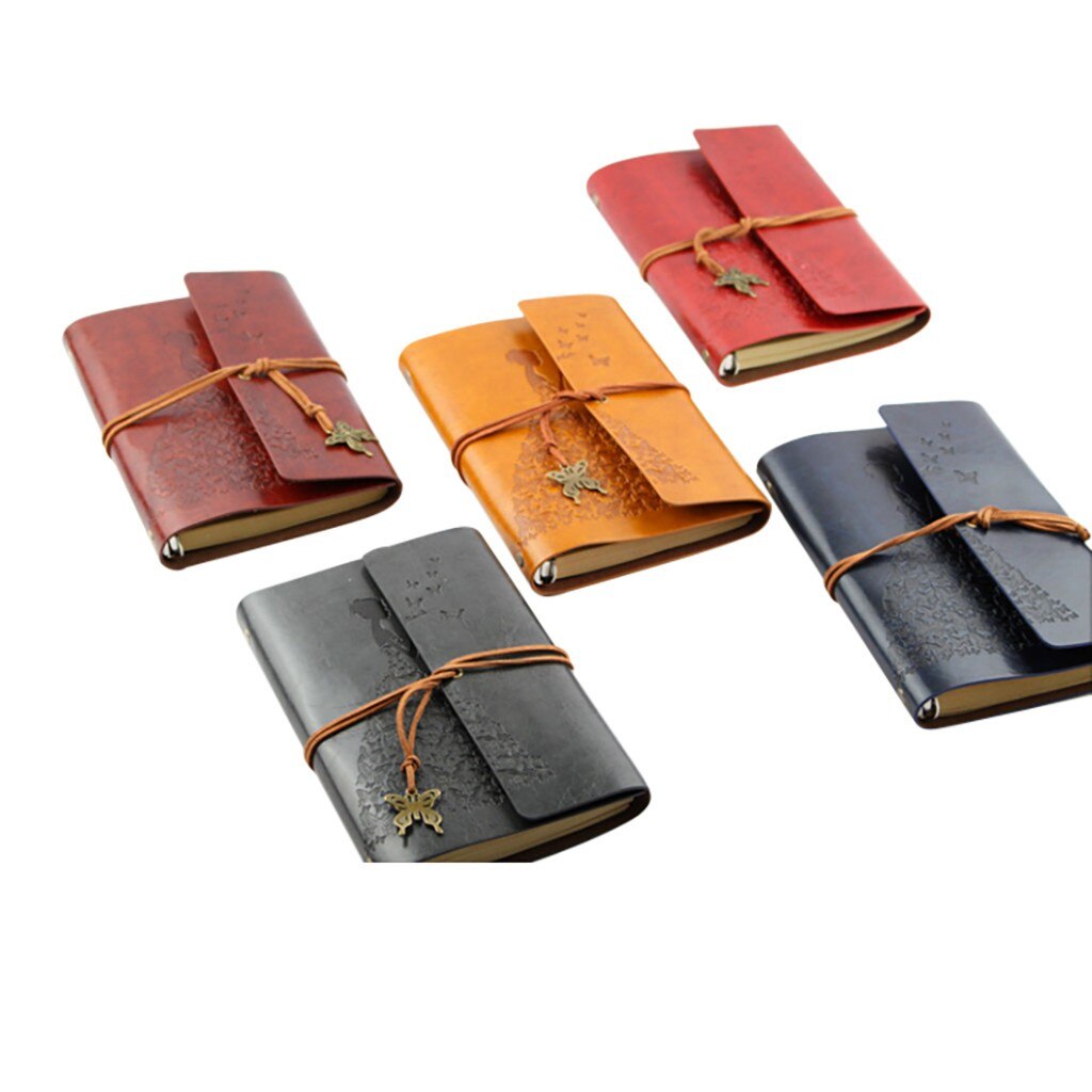 Draagbare Koreaanse Creatieve Vlinder Dagboek Boek Notepad Klassieke Kraftpapier Band Notebook
