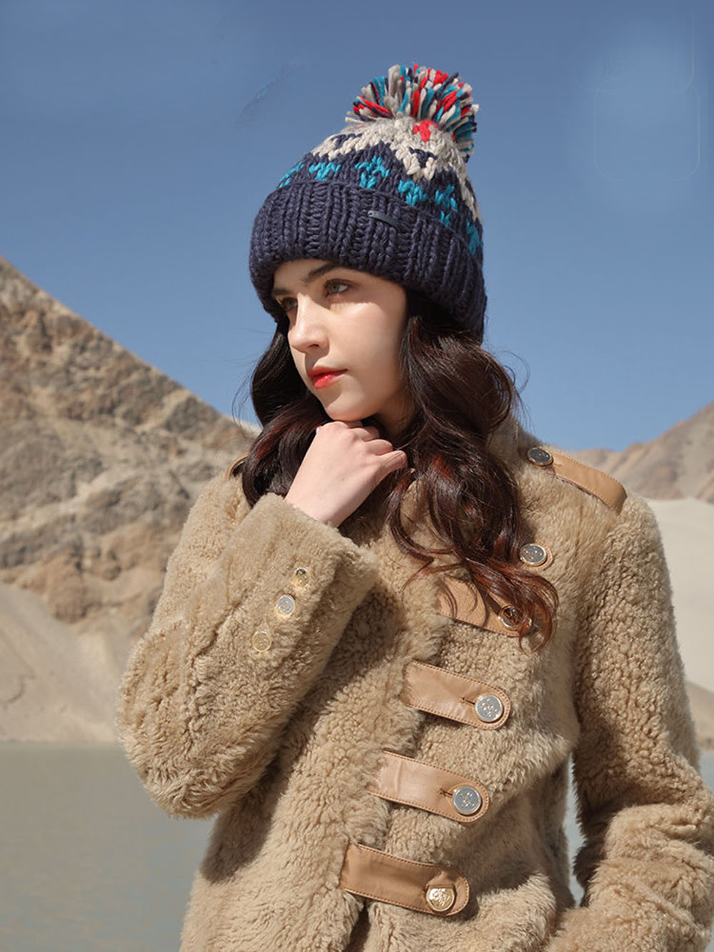 Gorro de invierno de Cachemira para mujer, gorros de otoño con pompón, gorros de lana cálidos, , gorros acrílicos, gorro de invierno para mujer