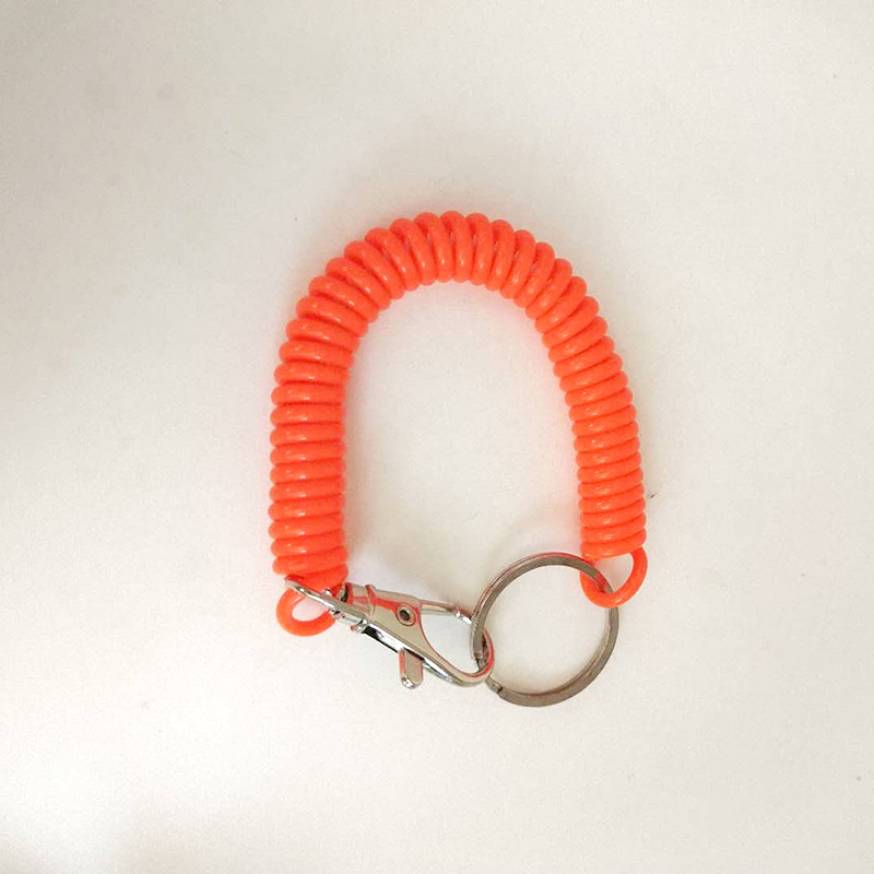 Llavero retráctil elástico de plástico, bobina de resorte para muñeca, cordón elástico en espiral, llavero: Blanco