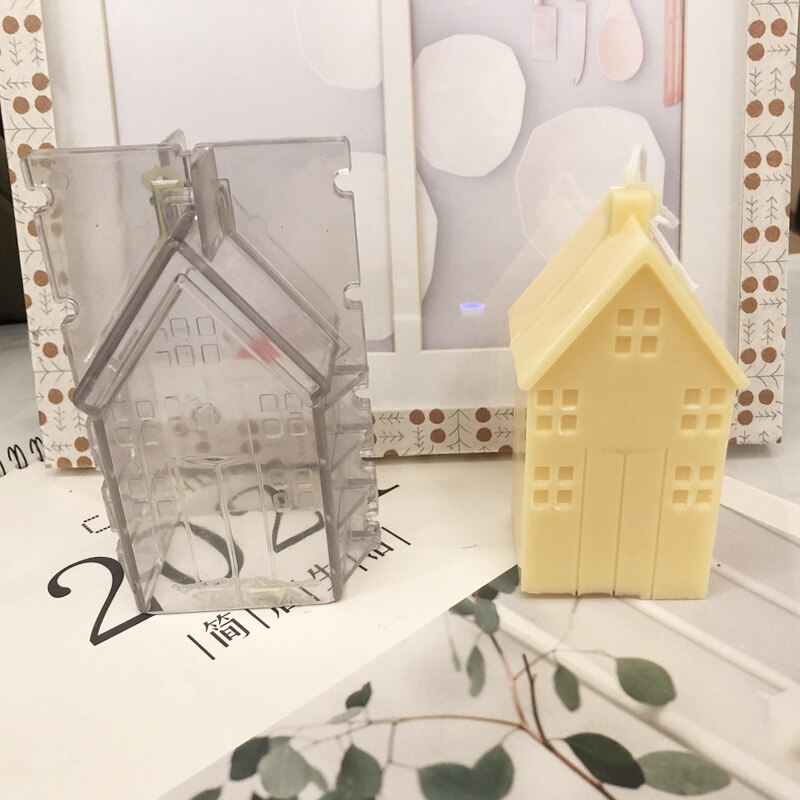 3D Small House Villa Wooden House Silicone Mold Aromatherapy Candle DIY Plastic Mold Home Crafts Ornaments Candle Making Molds