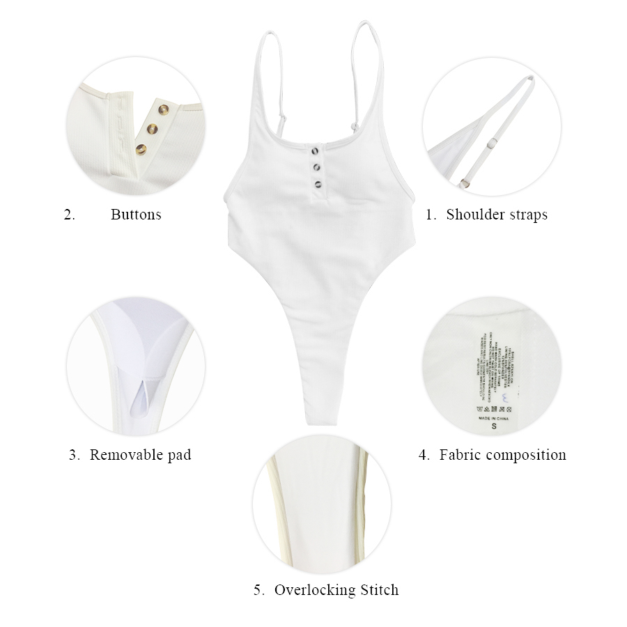 White Bather Sexy high cut leg one piece swimsuit women Swimwear Backless thong Bathing suit Swim female Monokini