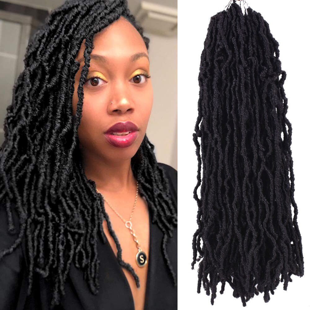 18 Inch Bobbi Boss Nu Locs Haak Hair 20 Strengen/Pak Ombre Faux Locs Gehaakte Vlechten Synthetische Vlechten Haar voor Zwarte Vrouwen: #1B / 9 Stks/partij