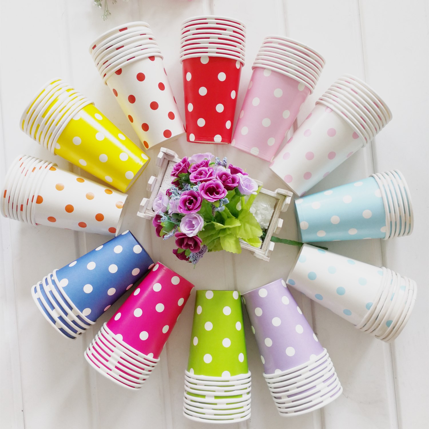 12pcs party polka dot paper cup disposable party paper cup wedding children birthday party supplies cold drink cup