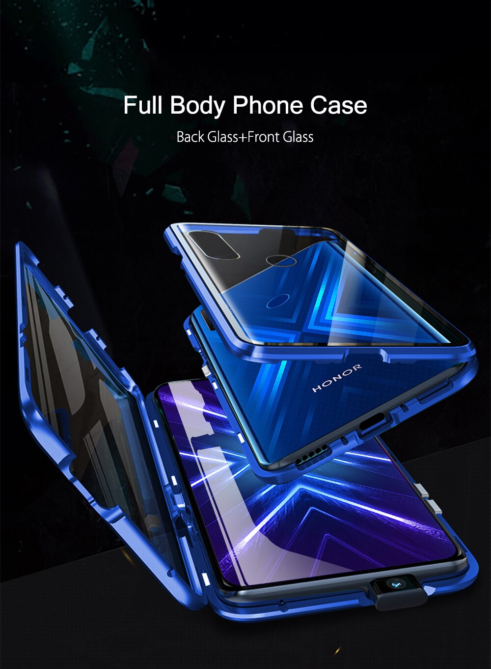 Adsorpcja magnetyczna etui na telefony dla Huawei Y6P Y7P szkło hartowane metalowa obudowa przednia i tylna szkło dla Huawei Y8P Y9S pokrywy skrzynka
