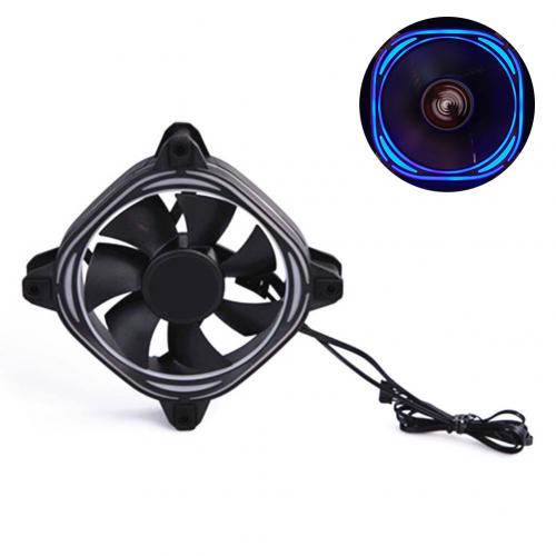 Mute 6 Pin 7 Blades Rgb Led Verlichting Computer Pc Case Cooling Fan Heatsink Koeler: Blauw