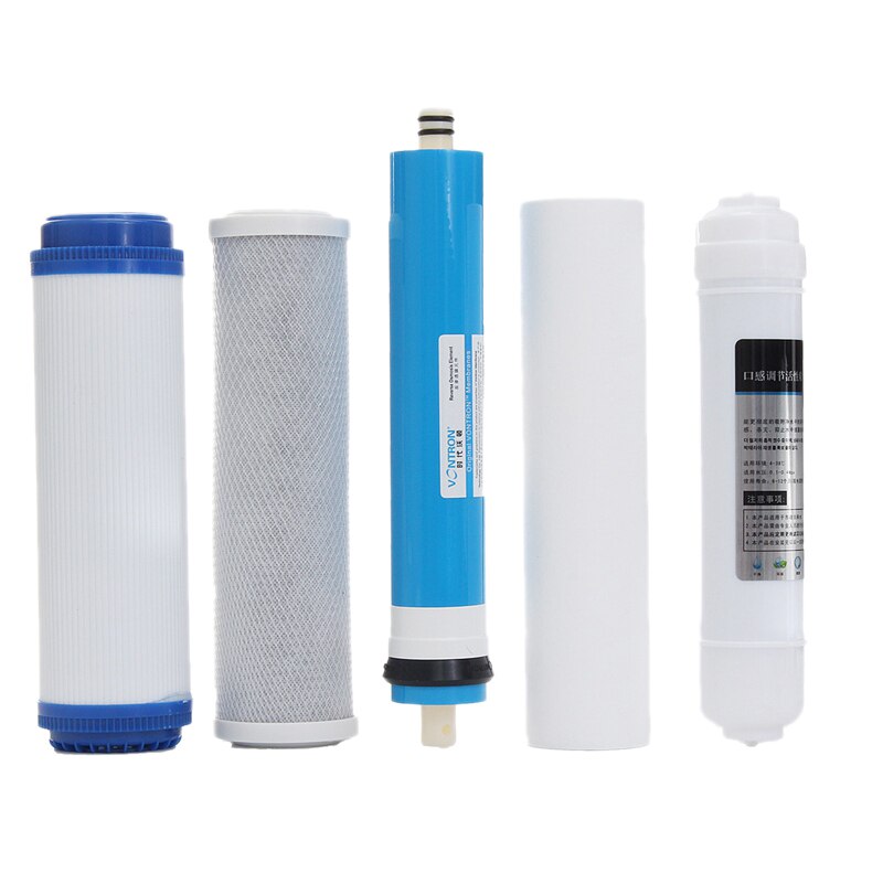 5Pcs 5 Stage Ro Reverse Osmosis Filter Replacement Water Purifier Cartridge Equipment With 50 Gpd Membrane Water Filter Kit: Default Title