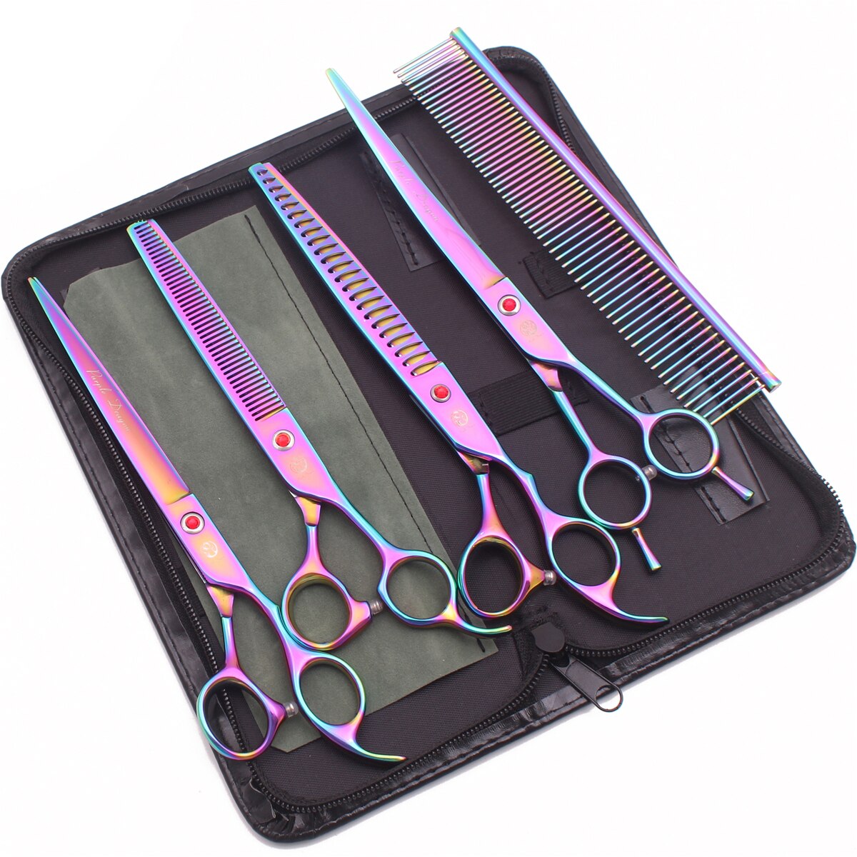 Purple Dragon 8" Stainless Dog Scissors Kit Straight Shears Thinning Shears Curved Shears Pet Scissors Grooming Scissors Z3005: Z3015 Cai U5