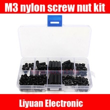 1 set M3 nylon moer kit/180 STKS zwart nylon spacers combinatie pakket