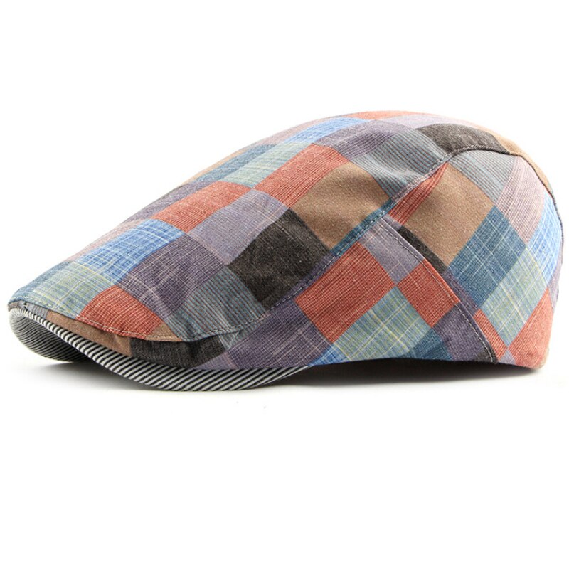 Ht1711 baskerhattar för män kvinnor vår sommar platta kepsar retro rutiga basker femme justerbar unisex herr kvinnor baskermössa